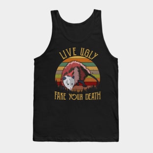 Live Ugly Fake Your Death Retro Vintage Opossum Tank Top